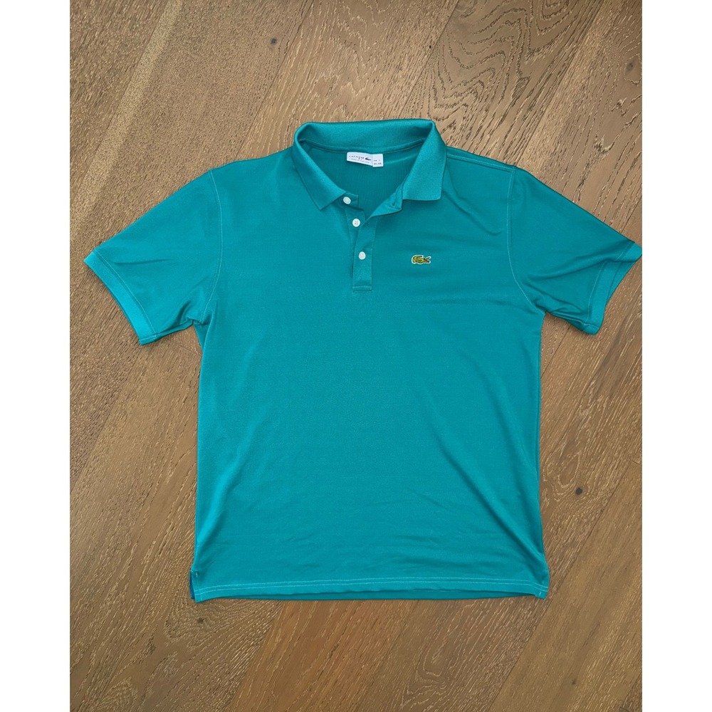 Lacoste Mens Teal Green Short Sleeve Cotton Pique Polo Shirt Size US XXL